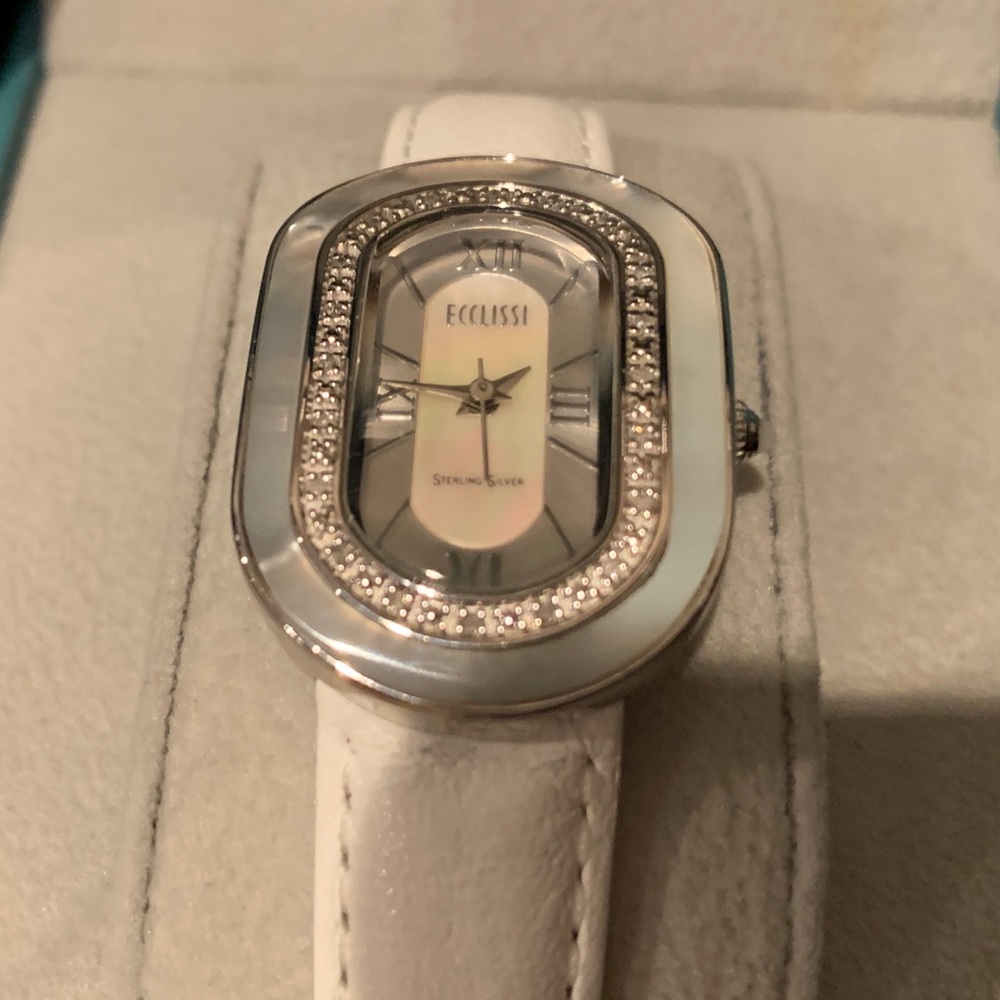Ecclissi Mother of Pearl Watch with Leather Band
